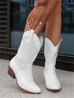 Women's cowboy boots with perforated panels and pointed toe 1