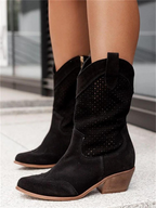 Women's cowboy boots with perforated panels and pointed toe 3