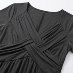 Women's crossover V-neck midi summer dress with pockets 13