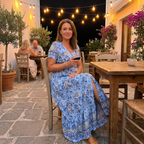 Women's floral maxi dress with V-neck and front slit 9
