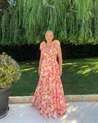 Women's floral maxi dress with V-neck and waist cut-outs 5