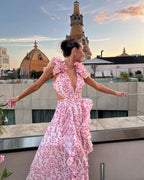 Women's floral maxi dress with V-neck and waist cut-outs 8