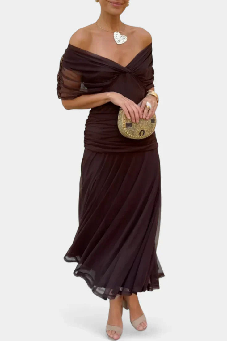 Women's floral midi dress with V-neck and gathered waist 1