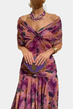 Women's floral midi dress with V-neck and gathered waist 3