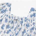 Women's floral summer dress with puff sleeves and square neck 8
