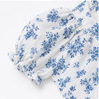 Women's floral summer dress with puff sleeves and square neck 9