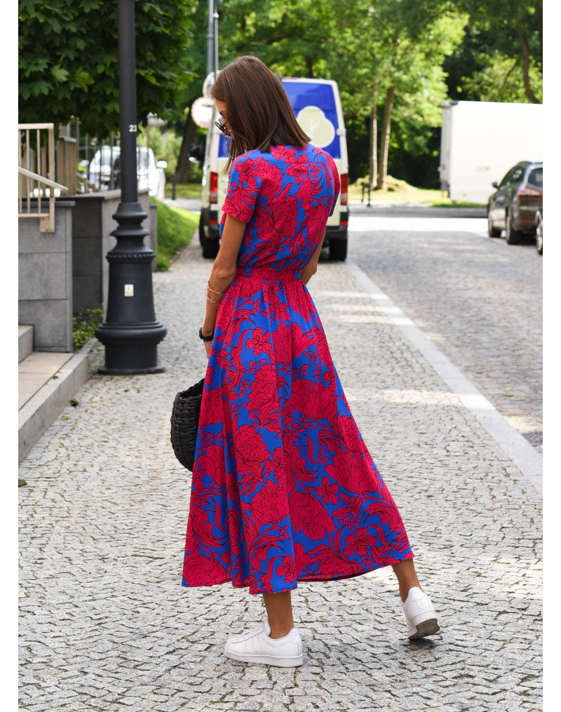 Women's floral summer wrap dress with V-neck and short sleeves 6