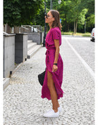 Women's floral summer wrap dress with V-neck and short sleeves 7