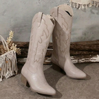 Women's knee-high cowboy boots with scrollwork embroidery 11