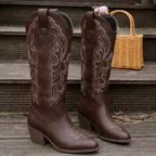 Women's knee-high cowboy boots with scrollwork embroidery 7
