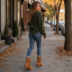 Women's lace-up boots with side zip and low block heel 4