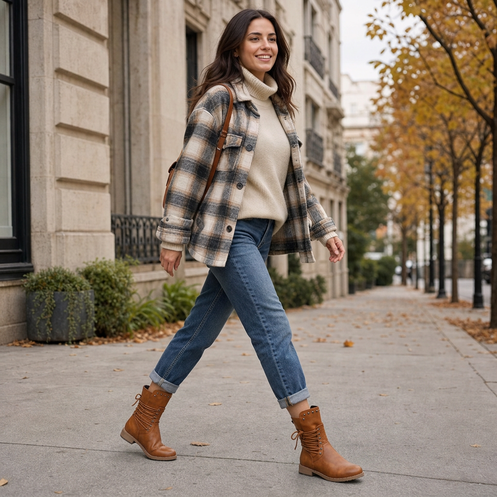 Women's lace-up boots with side zip and low block heel 5