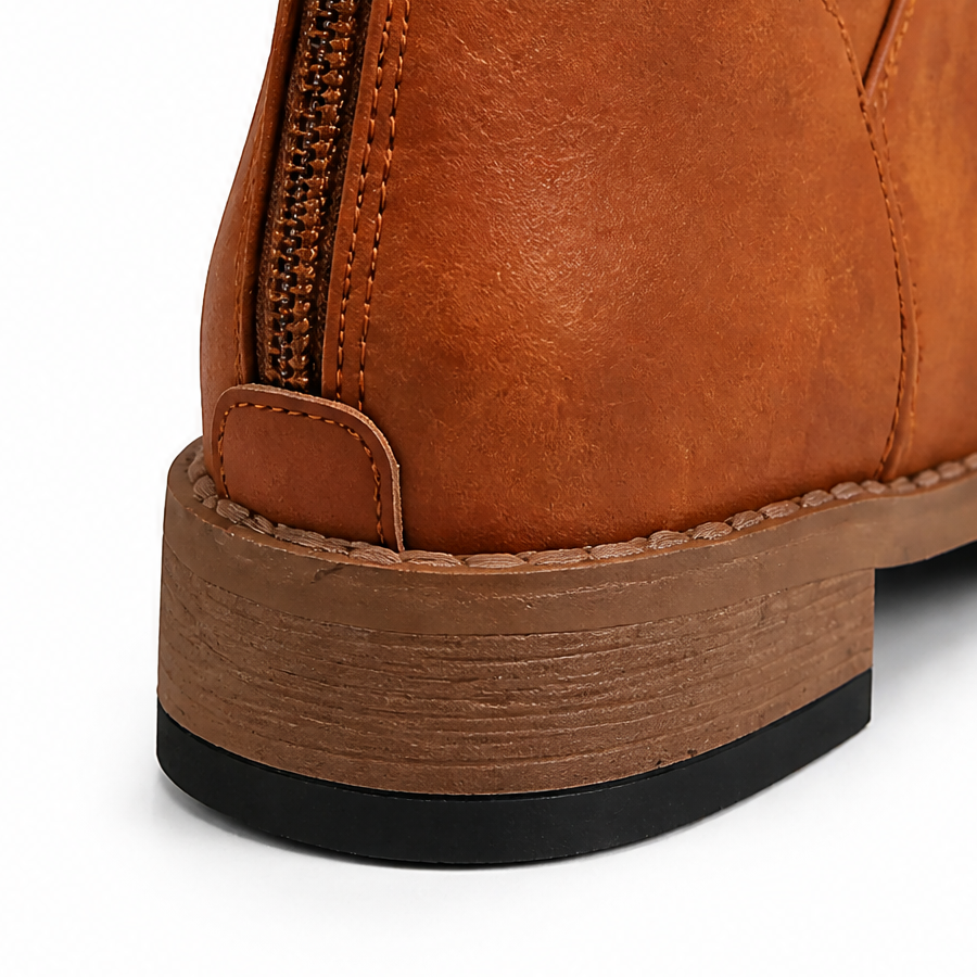 Women's lace-up boots with side zip and low block heel 6