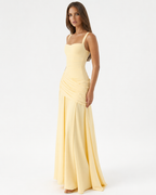 Women's maxi dress with square neck and side drape 10