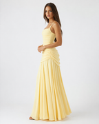 Women's maxi dress with square neck and side drape 11