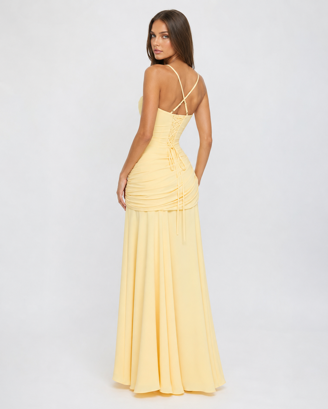 Women's maxi dress with square neck and side drape 12