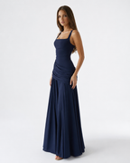 Women's maxi dress with square neck and side drape 13