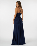 Women's maxi dress with square neck and side drape 15