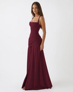 Women's maxi dress with square neck and side drape 16