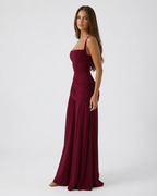Women's maxi dress with square neck and side drape 17