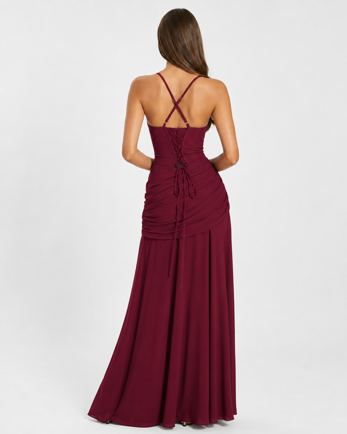 Women's maxi dress with square neck and side drape 18