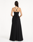 Women's maxi dress with square neck and side drape 21