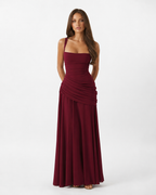 Women's maxi dress with square neck and side drape 3