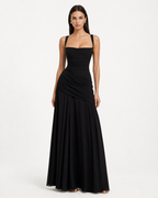 Women's maxi dress with square neck and side drape 4