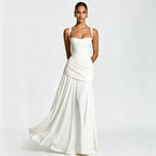 Women's maxi dress with square neck and side drape 5