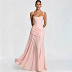 Women's maxi dress with square neck and side drape 6