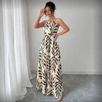 Women's maxi summer dress with halter neck and leaf print 3