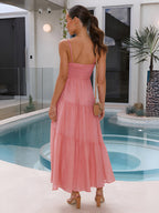 Women's maxi summer dress with spaghetti straps and tiered skirt 3