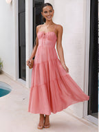Women's maxi summer dress with spaghetti straps and tiered skirt 4