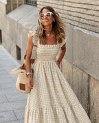 Women's maxi sundress with smocked bodice and gingham print 6