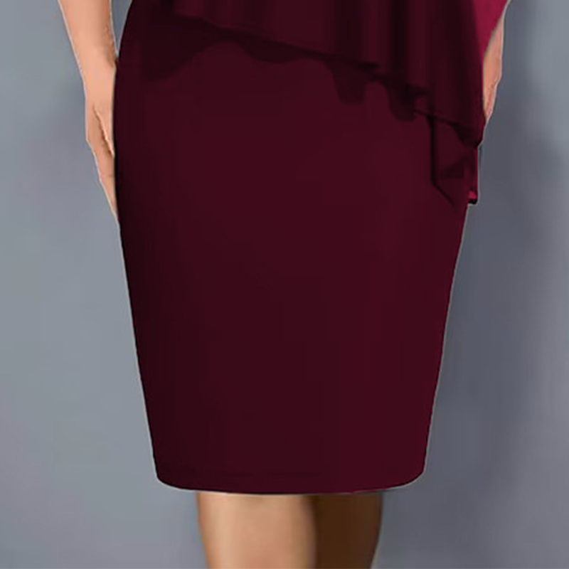 Women's midi dress with V-neck and chiffon cape overlay 9