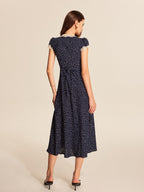 Women's midi shirt dress with polka dot print and V-neck 6