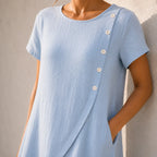 Women's midi summer dress with asymmetric buttons and side pockets 8