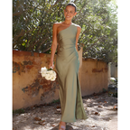 Women's one-shoulder maxi dress with side slit 1