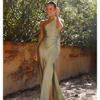 Women's one-shoulder maxi dress with side slit 2