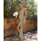 Women's one-shoulder maxi dress with side slit 4