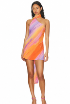 Women's one-shoulder mini cocktail dress with marbled print 1