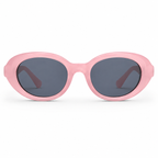 Women's oval sunglasses with chunky retro frame and dark lenses 1