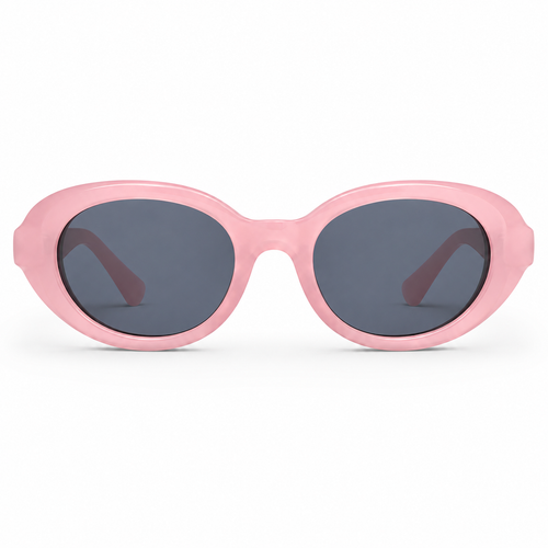 Women's oval sunglasses with chunky retro frame and dark lenses 1
