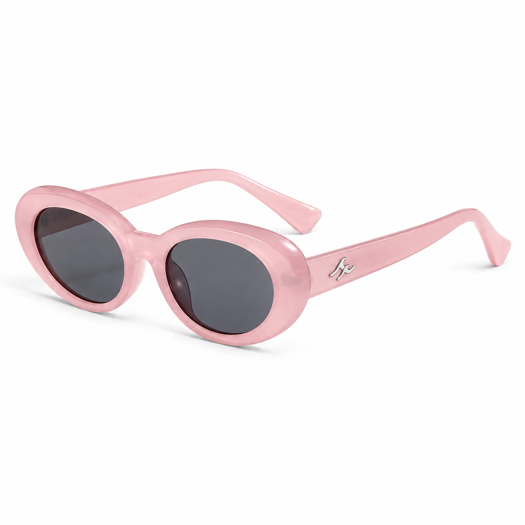 Women's oval sunglasses with chunky retro frame and dark lenses 2