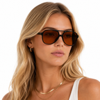 Women's oversized aviator sunglasses with double bridge 3