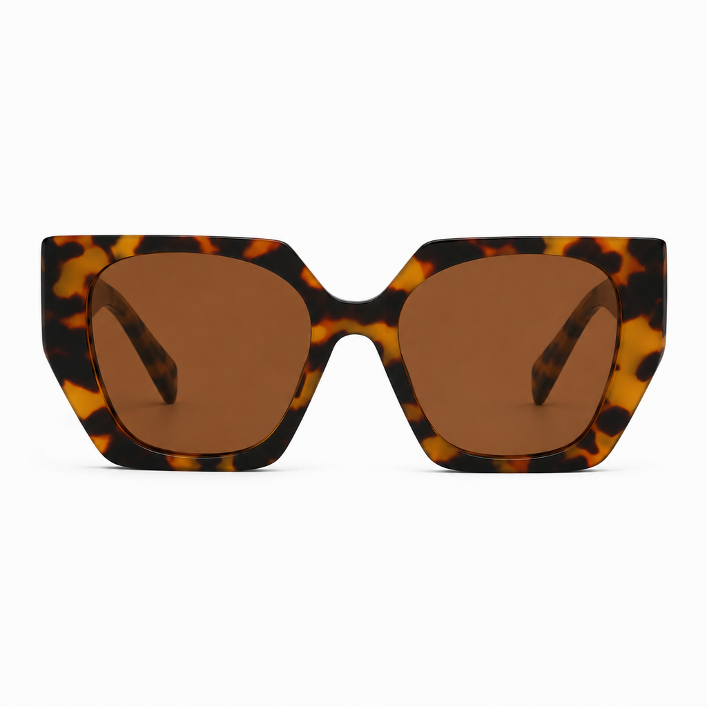 Women's oversized geometric sunglasses with tortoiseshell frame 1