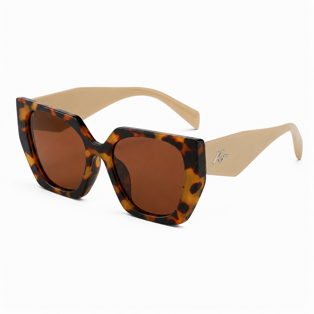 Women's oversized geometric sunglasses with tortoiseshell frame 2