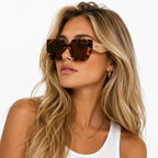 Women's oversized geometric sunglasses with tortoiseshell frame 3
