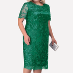 Women's plus-size midi dress with V-neck 1