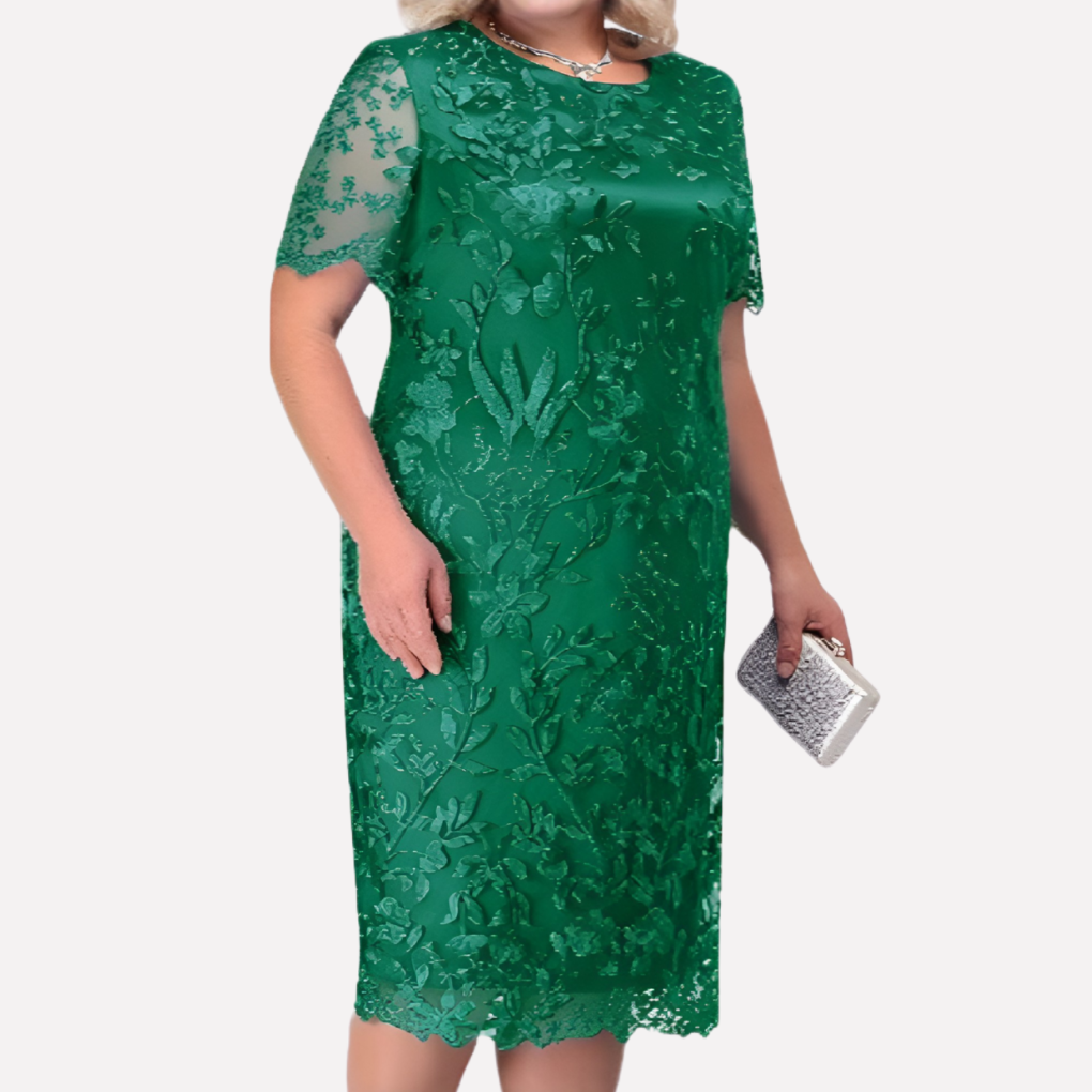 Women's plus-size midi dress with V-neck 1